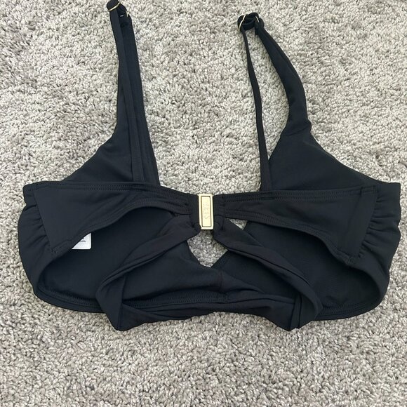 Jets Australia Women's Black Solid Strap Bikini Top Swimwear Size 6 - Picture 2 of 8
